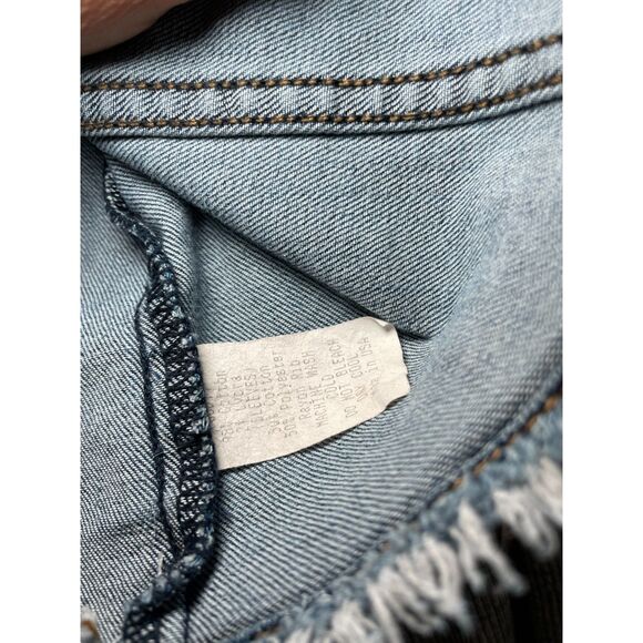 JET John Eshaya Denim Fray Jacket Grey Cotton Sleeves Country Cowboy Y2K‎ Size S - Picture 4 of 6